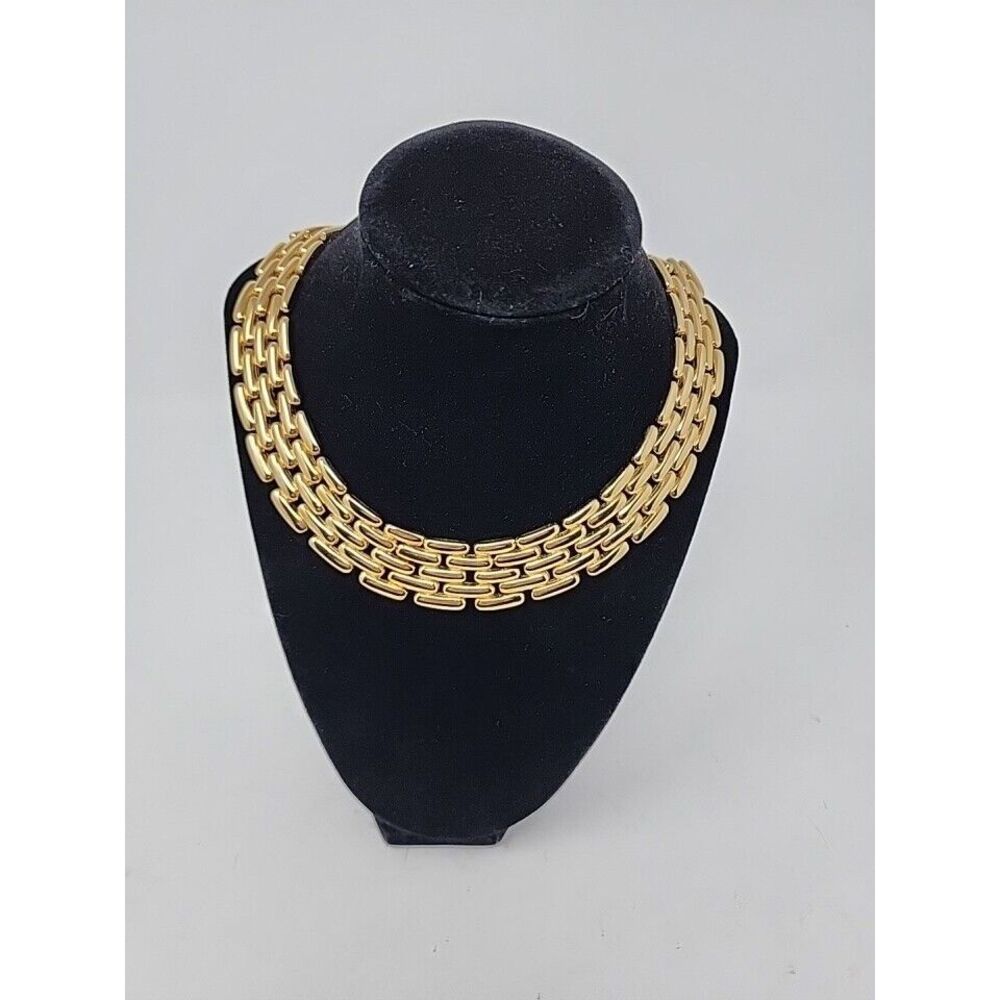 Givenchy Vintage Egyptian Cleopatra Revival Gold Tone Collar Necklace Signed